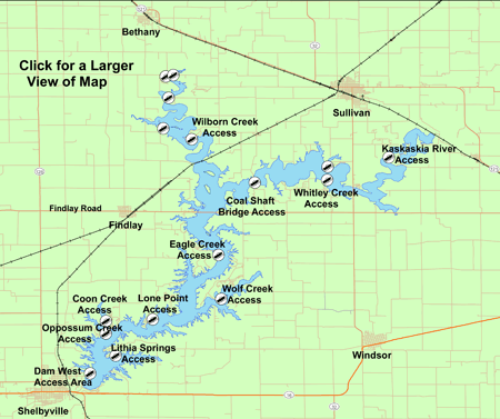 Eagle Creek Fishing Map Lake Profile -- Shelbyville, Lake